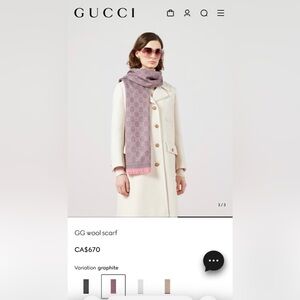Authentic Gucci Pink and Gray Logo Scarf